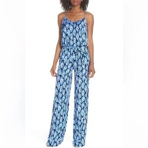 Lilly Pulitzer High Tide Navy Conch Shell Racerback Sleeveless Jumpsuit